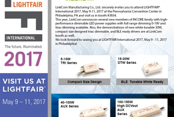 誠摯邀請您於Light Fair International 2017 (5/9至5/11) 來到Pennsylvania Convention Center造訪聯寶攤位# 3834